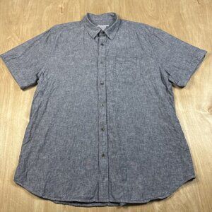 Line Of Trade Short Sleeve Button Down Linen & Cotton Blend Shirt Gray Men XXL